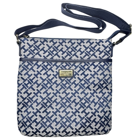 Tommy Hilfiger Handbags - Tommy Hilfiger Garden Classics II-Medium Crossbody Bag-Navy and White Monogram